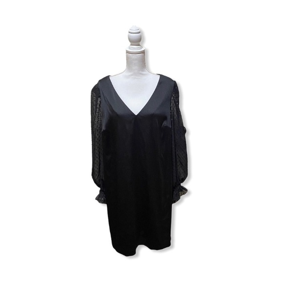 Betsey Johnson Puff SheerSleeves Black Party Dress - Picture 2 of 11